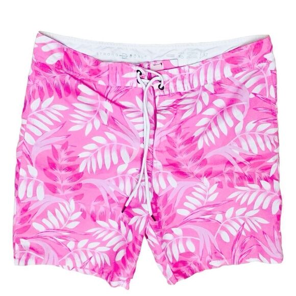 Strong Boalt Swim Trunks Board Shorts Sz 32 Pink White Floral - Picture 1 of 9